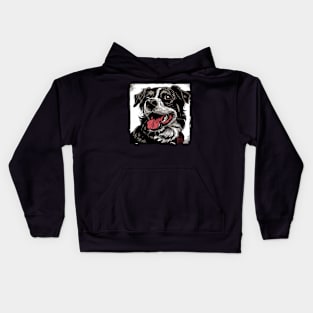 Retro Art Border Collie Dog Lover Kids Hoodie